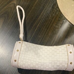 Elegant White Woven Clutch